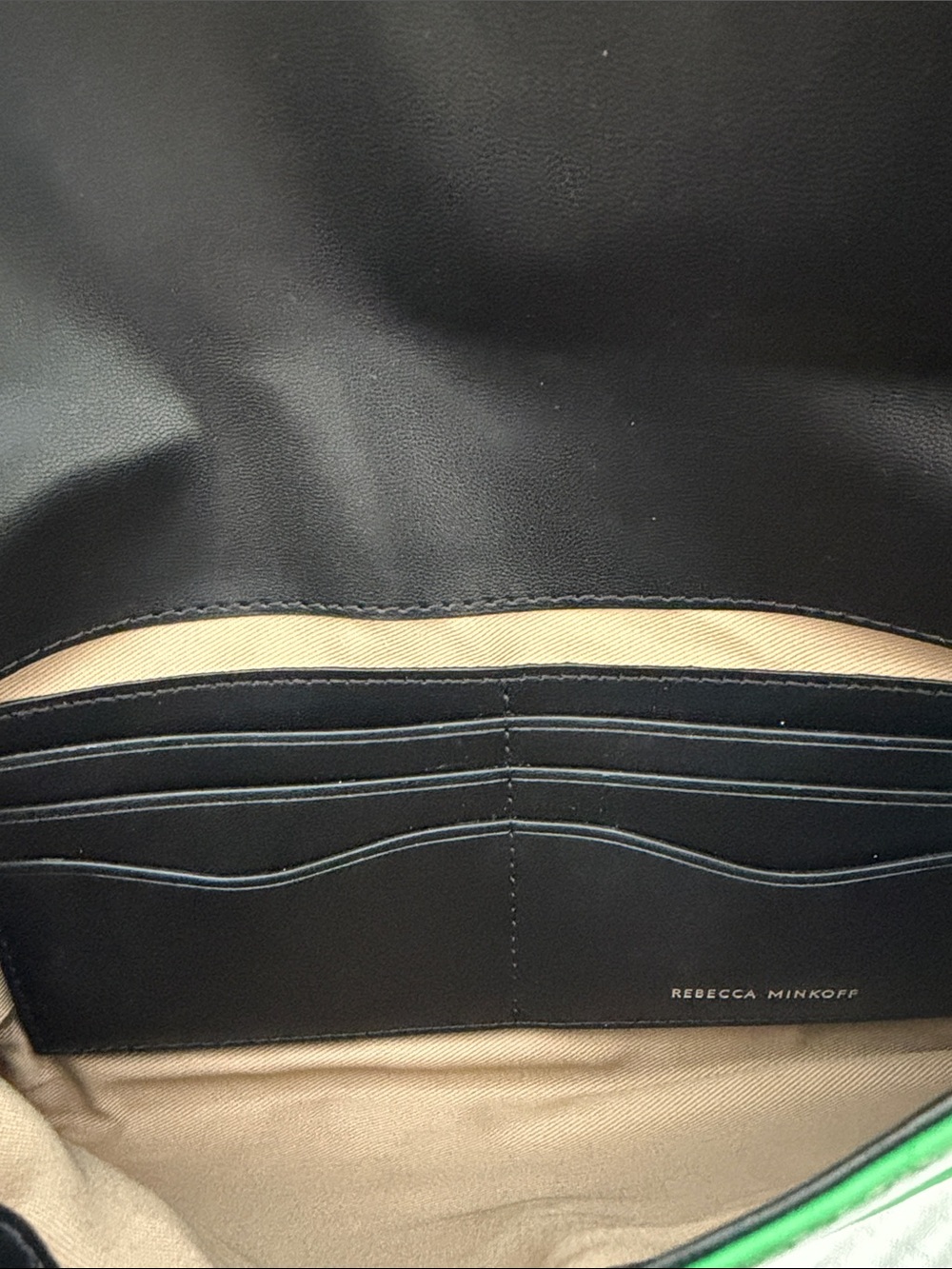 Rebecca Minkoff Emerald Green Snake-Print Envelope Clutch with Silver Zip - Picture 2 of 2